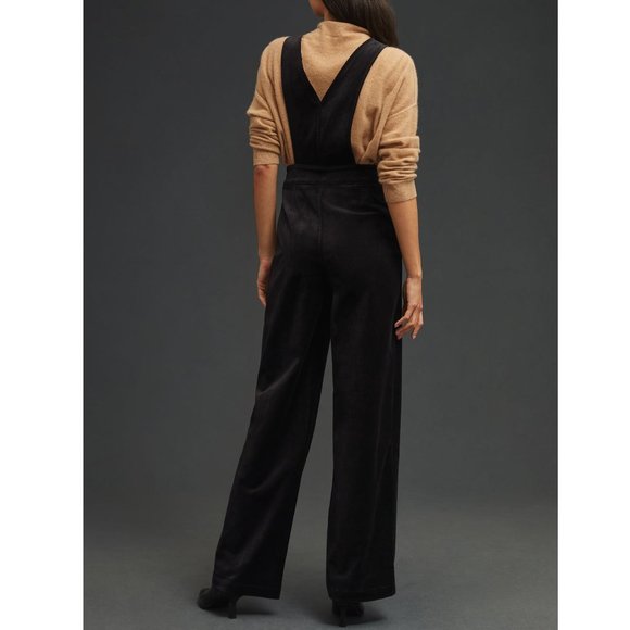 32T 💙 Anthropologie Pilcro Deep-V Corduroy Jumpsuit Black - 32 TALL - Picture 2 of 11